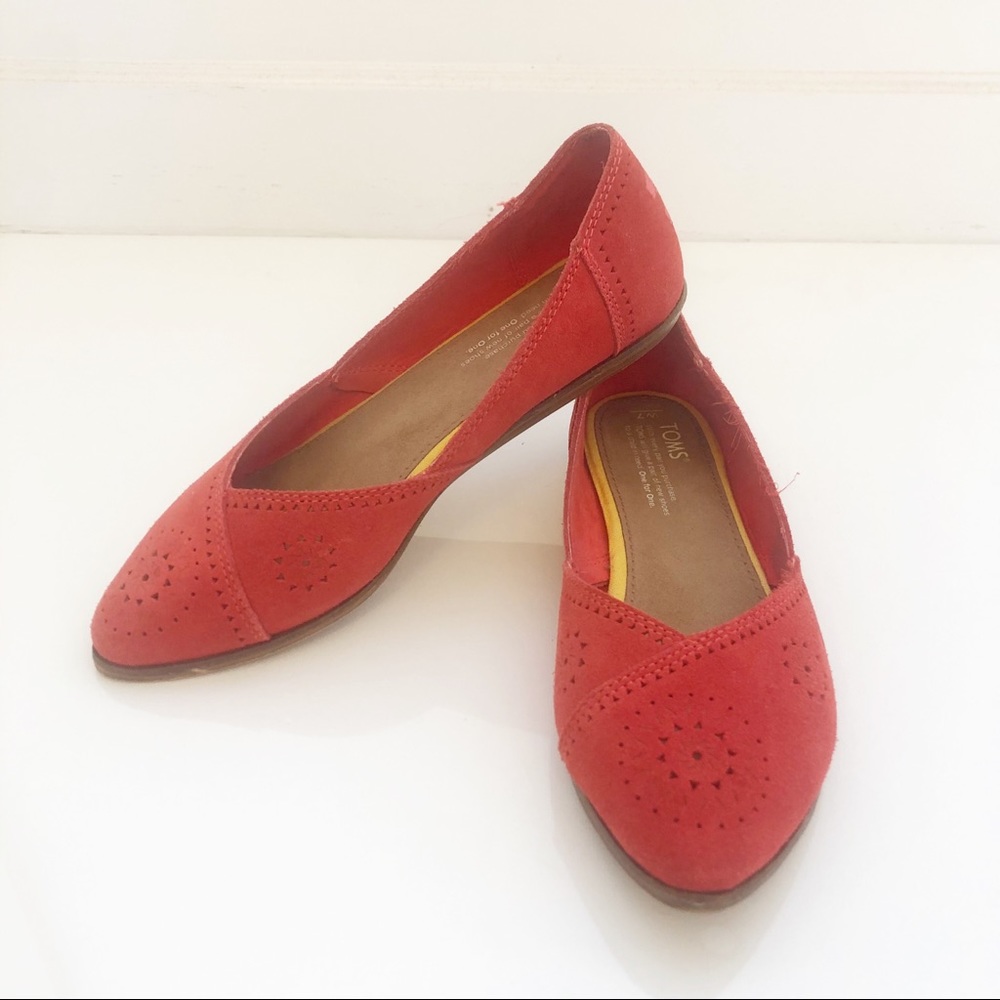 TOMS Jutti Ballet Flat Suede Flat Pink Flame
